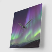 Horloge Carrée Northern Lights | Irlande du Nord (Angle)