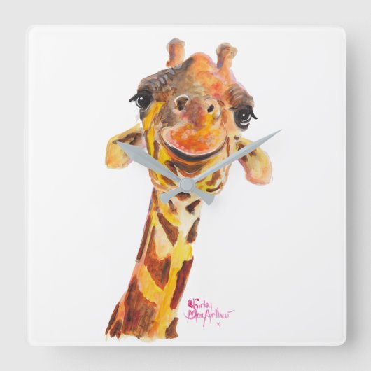 Horloge Carrée Nosey Giraffe ' Jo ' by Shirley MacArthur (Recto)