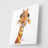 Horloge Carrée Nosey Giraffe ' Jo ' by Shirley MacArthur (Angle)