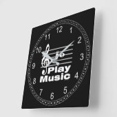 Horloge Carrée Notation musicale B Sharp (Angle)