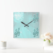 Horloge Carrée Note musicale Turquoise (Maison)