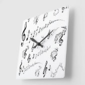 Horloge Carrée Notes musicales (Angle)