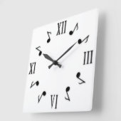 Horloge Carrée Notes musicales (Angle)