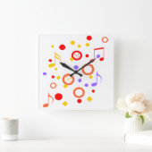 Horloge Carrée Notes musicales de colourful (Maison)