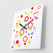 Horloge Carrée Notes musicales de colourful (Angle)