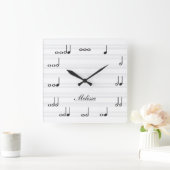 Horloge Carrée Notes musicales personnalisées (Maison)