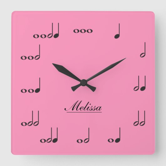 Horloge Carrée Notes musicales personnalisées (Recto)