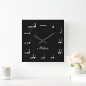 Horloge Carrée Notes personnalisées de musique (Maison)
