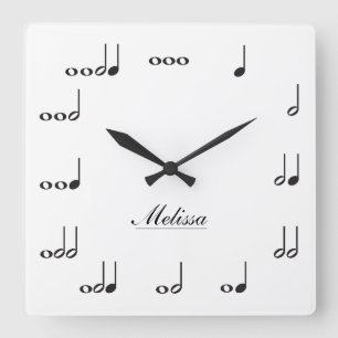 Horloge Carrée Notes personnalisées de musique