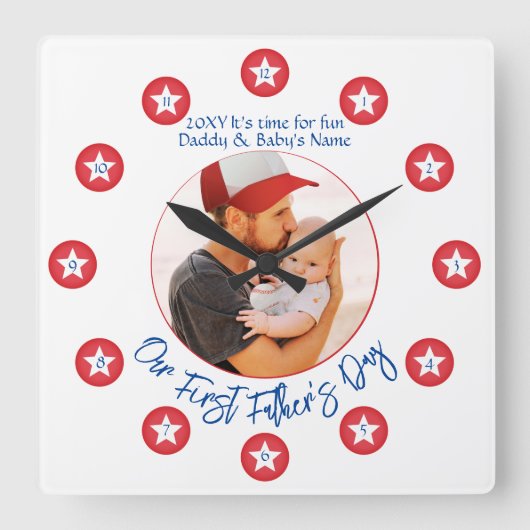 Horloge Carrée Nouveau papa moderne unique Keepsaké première Fête (Recto)
