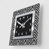 Horloge Carrée Nouveau style Art déco (noir et argent) (Angle)