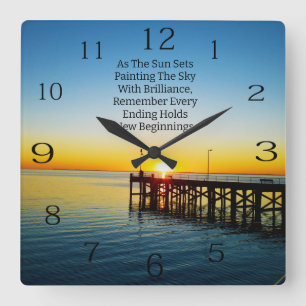 Horloge Carrée Nouveaux Débuts, Citations Motivationnelles Du Cou