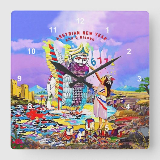 Horloge Carrée Nouvel An assyrien (Recto)