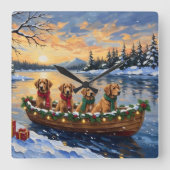 Horloge Carrée Nova Scotia Duck Tolling Retriever Christmas Boat (Recto)