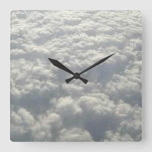 HORLOGE CARRÉE NUAGES DE FLUFFE BLANC (Recto)