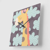 Horloge Carrée Nuages et girafes (Angle)