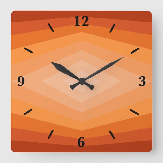 Horloge Carrée Nuances D'Art Abstrait Géométrique Orange (Recto)