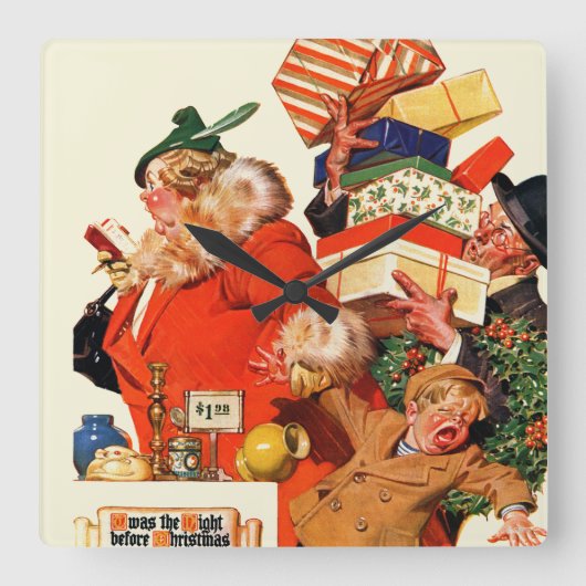 Horloge Carrée Nuit avant Noël (Recto)