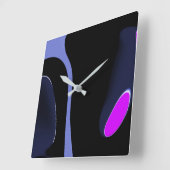 Horloge Carrée Nuit de la Comète : Bleu Abstrait, Violet & Noir (Angle)