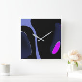 Horloge Carrée Nuit de la Comète : Bleu Abstrait, Violet & Noir (Maison)