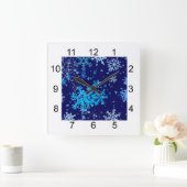 Horloge Carrée Nuit de Noël neige (Maison)