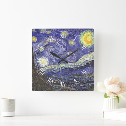 Horloge Carrée Nuit étoilée par Vincent van Gogh (Maison)