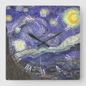 Horloge Carrée Nuit étoilée par Vincent van Gogh (Recto)