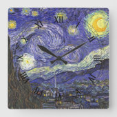 Horloge Carrée Nuit étoilée par Vincent van Gogh (Recto)
