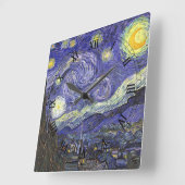 Horloge Carrée Nuit étoilée par Vincent van Gogh (Angle)