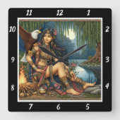 Horloge Carrée Nuits amérindiennes : La brillance de l'Eagle Shad (Recto)