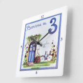 Horloge Carrée Numéro 3. (Angle)