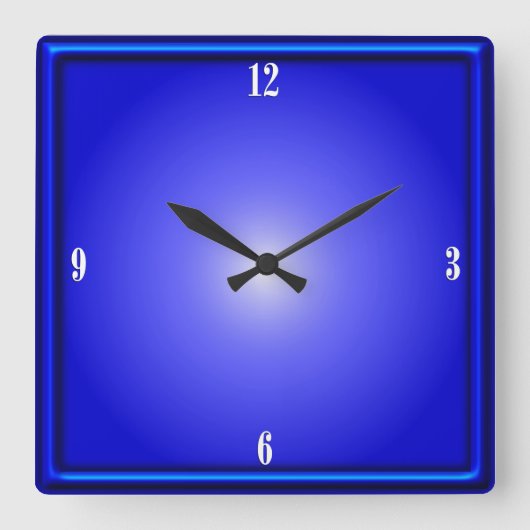Horloge Carrée Numéro blanc du Cobalt Blue Four (Recto)
