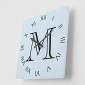 Horloge Carrée Numéro Bleu Monogram (Angle)