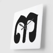 Horloge Carrée Numéro cambodgien 3 / Trois / ៣ (Bei) Script Khmer (Angle)