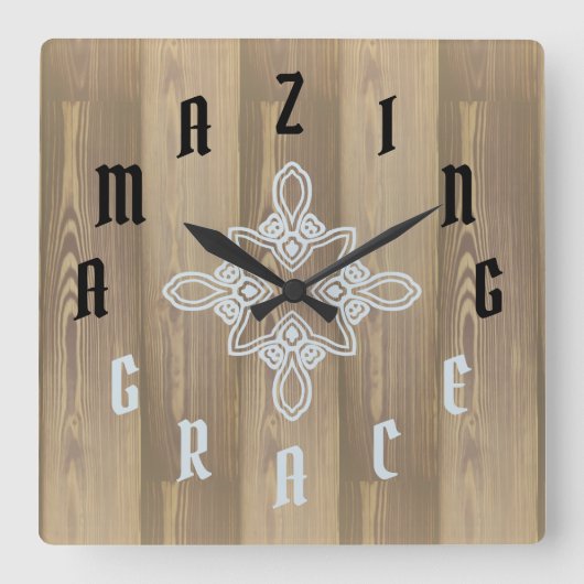 Horloge Carrée Numéro de lettre Grain de bois (Recto)