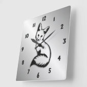 Horloge Carrée Numéro noir de Silver (Angle)