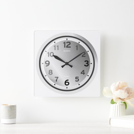 Horloge Carrée Numéro standard simple face ombragée (Maison)