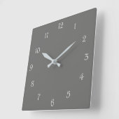 Horloge Carrée Numéros de script blanc sur wccn gris (Angle)