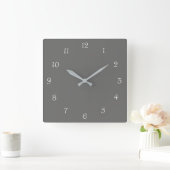 Horloge Carrée Numéros de script blanc sur wccn gris (Maison)