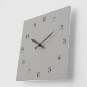 Horloge Carrée Numéros de script noir sur wccn gris (Angle)