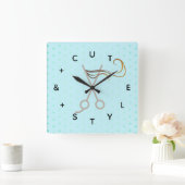 Horloge Carrée Numéros des lettres ciseaux coupés dans les cheveu (Maison)