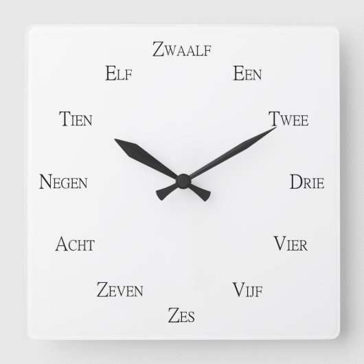 Horloge Carrée Numéros hollandais Apprentissage des langues Perso (Recto)