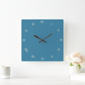 Horloge Carrée Numéros romains bleus Astral solide (Maison)