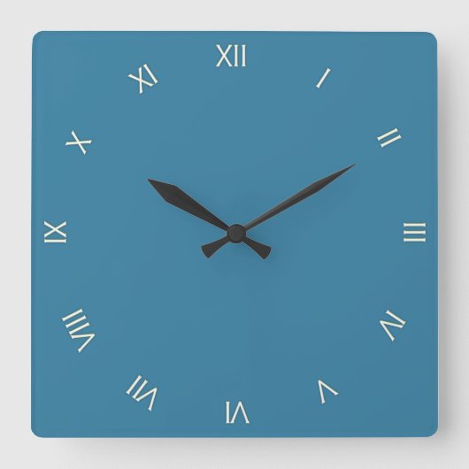 Horloge Carrée Numéros romains bleus Astral solide (Recto)