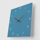 Horloge Carrée Numéros romains bleus Astral solide (Angle)
