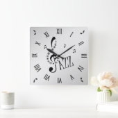 Horloge Carrée Numéros romains de jazz cool (Maison)