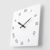 Horloge Carrée Numéros romains de script noir sur wccn blanc (Angle)