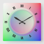 Horloge Carrée Numéros romains modernes et disque Arc-en-ciel Pas (Recto)