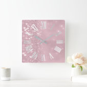 Horloge Carrée Numéros romains Silver Grey Parties scintillant ro (Maison)