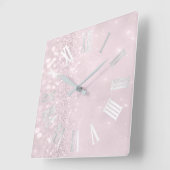 Horloge Carrée Numéros romains Silver rose Blush Green Parties sc (Angle)